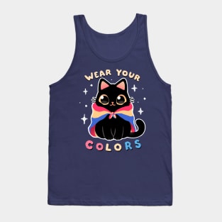 Pansexual LGBT Pride Cat - Kawaii Rainbow Kitty - Wear your colors Tank Top